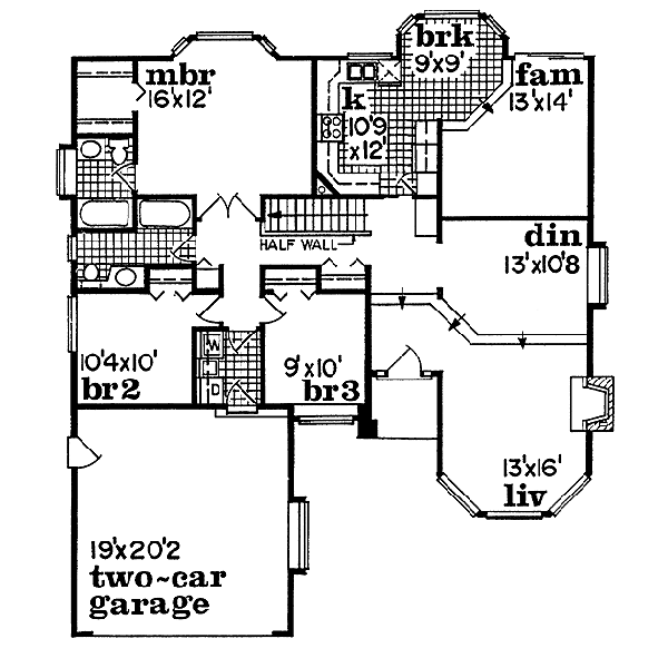 Floor Plan - Main Floor for Traditional House Plan #47-178 - 3 bed, 2 bath