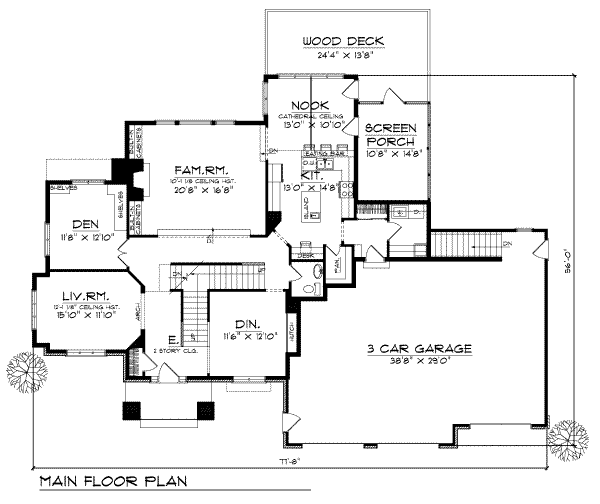 Architectural House Design - European Floor Plan - Main Floor Plan #70-505