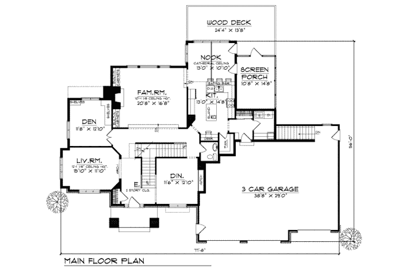 Home Plan - Floor Plan - Main Floor for European House Plan #70-505 - 4 bed, 3 bath