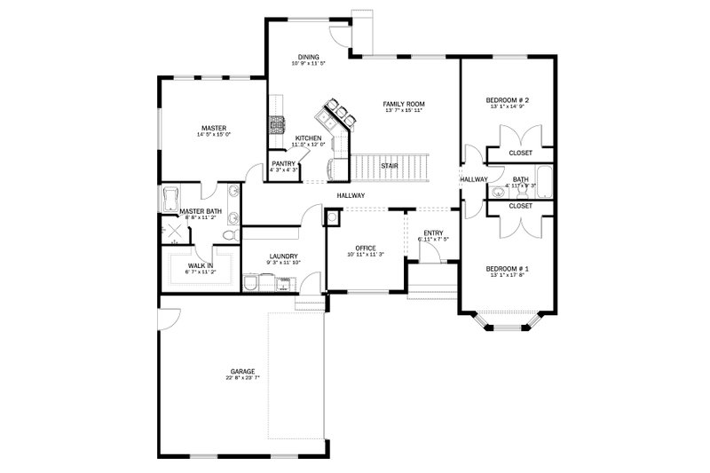House Design - Floor Plan - Main Floor for Traditional House Plan #1060-225 - 3 bed, 2 bath