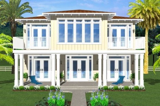Exterior - Rear Elevation for Beach House Plan #126-154 - 3 bed, 4.5 bath