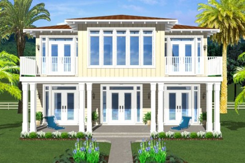 Dream House Plan - Exterior - Rear Elevation for Beach House Plan #126-154 - 3 bed, 4.5 bath