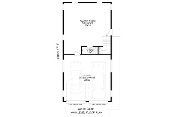 Floor Plan - Lower Floor for Contemporary House Plan #932-1329 - 2 bed, 1.5 bath