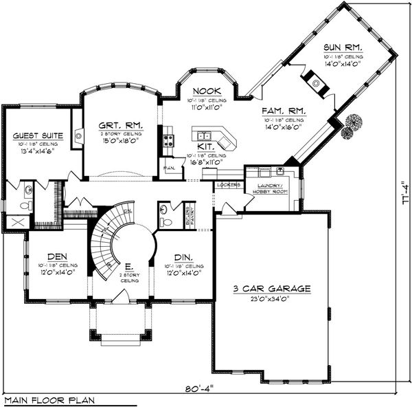 House Blueprint - European Floor Plan - Main Floor Plan #70-1092