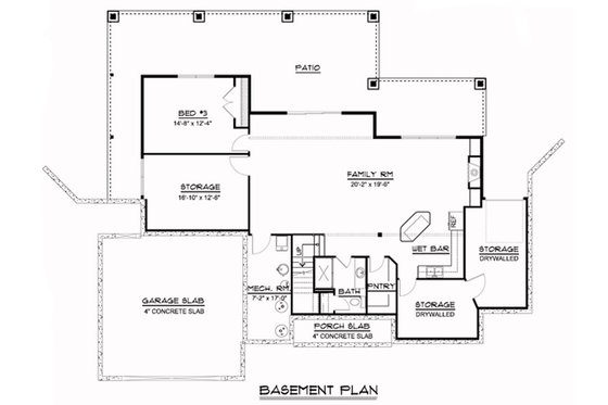 Floor Plan - Lower Floor for Ranch House Plan #1064-209 - 3 bed, 3 bath