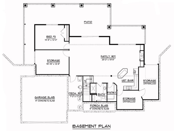 Ranch Floor Plan - Lower Floor Plan #1064-209