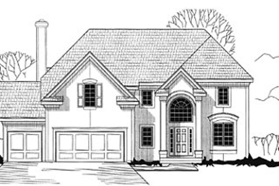 Exterior - Front Elevation for European House Plan #67-191 - 4 bed, 4 bath