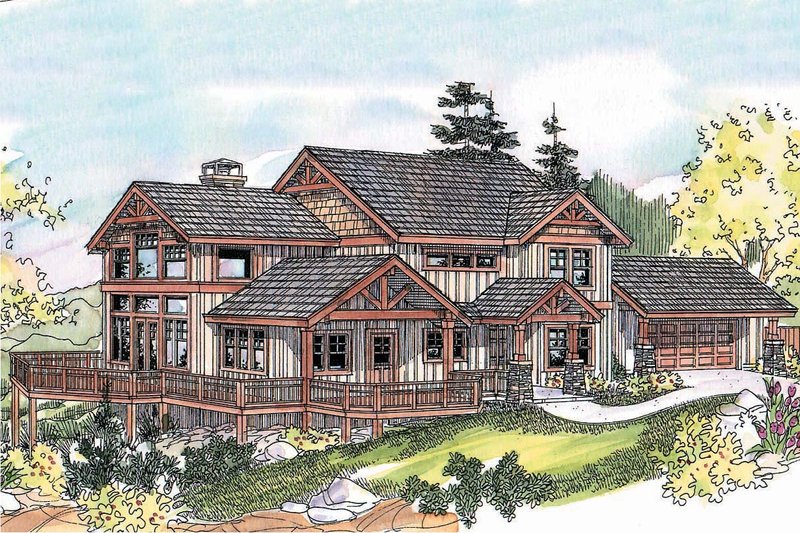 Architectural House Design - Craftsman Exterior - Front Elevation Plan #124-680