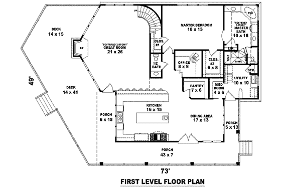 Floor Plan - Main Floor for Traditional House Plan #81-983 - 3 bed, 2.5 bath