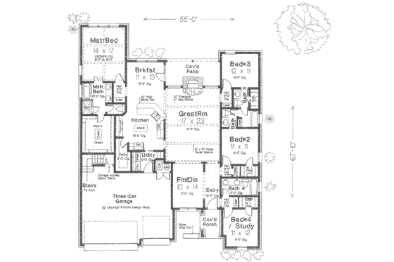 Floor Plan - Main Floor for European House Plan #310-359 - 4 bed, 3 bath