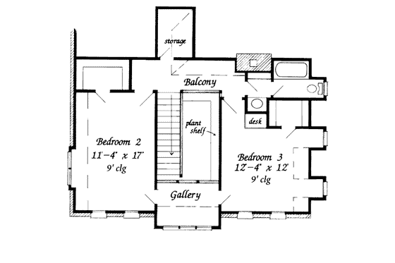Floor Plan - Upper Floor for European House Plan #410-391 - 3 bed, 2.5 bath