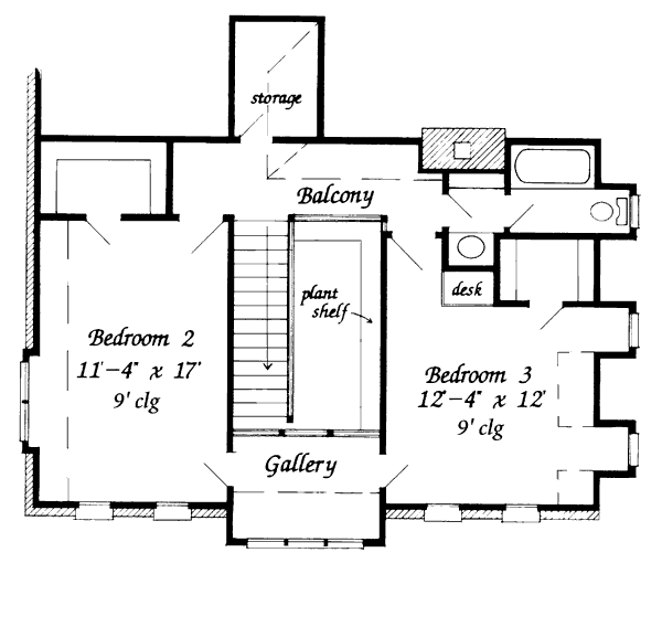 Architectural House Design - European Floor Plan - Upper Floor Plan #410-391