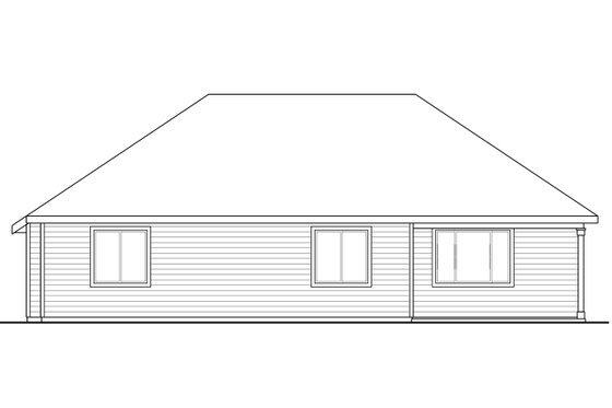 Exterior - Rear Elevation for Ranch House Plan #124-1026 - 3 bed, 2 bath