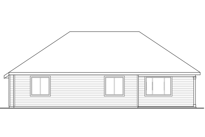 House Blueprint - Exterior - Rear Elevation for Ranch House Plan #124-1026 - 3 bed, 2 bath