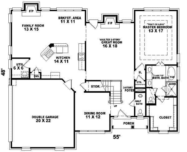 Colonial Style House Plan - 3 Beds 2.5 Baths 2327 Sq/Ft Plan #81-537 ...