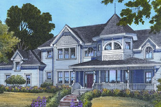 Exterior - Front Elevation for European House Plan #417-353 - 4 bed, 3.5 bath