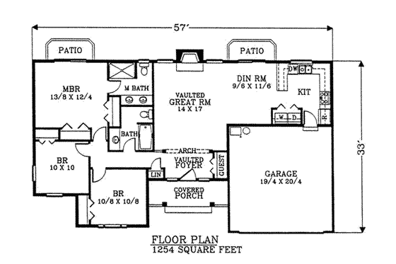 Floor Plan - Main Floor for Traditional House Plan #53-108 - 3 bed, 2 bath