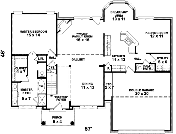 Colonial Floor Plan - Main Floor Plan #81-813