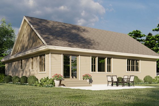 Exterior - Rear Elevation for Ranch House Plan #51-1210 - 3 bed, 2 bath