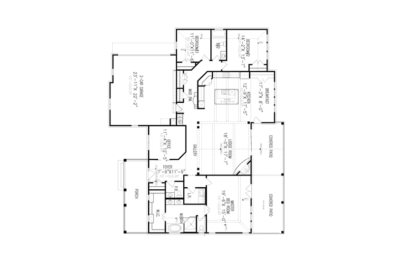House Design - Floor Plan - Main Floor for Ranch House Plan #54-565 - 3 bed, 2.5 bath
