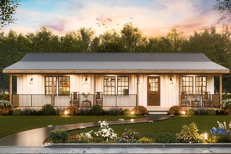 Architectural House Design - Ranch Exterior - Front Elevation Plan #54-610