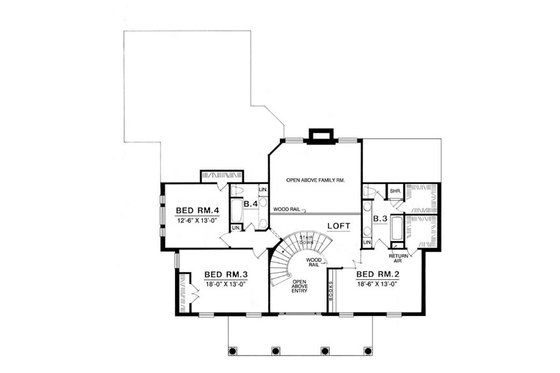 Floor Plan - Upper Floor for Colonial House Plan #40-190 - 4 bed, 3.5 bath