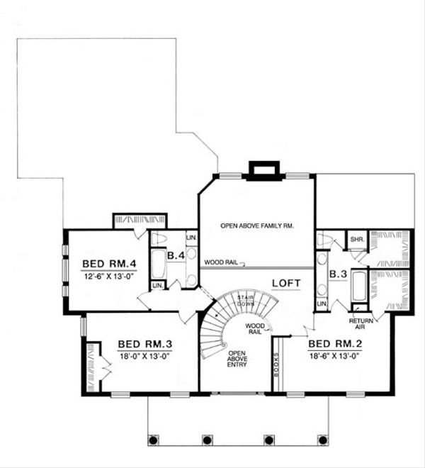 House Design - Colonial Floor Plan - Upper Floor Plan #40-190