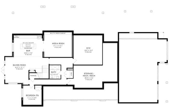 Floor Plan - Lower Floor for Craftsman House Plan #1086-15 - 4 bed, 3 bath