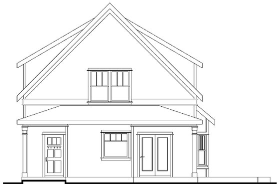 Exterior - Rear Elevation for Country House Plan #124-682 - 3 bed, 2.5 bath