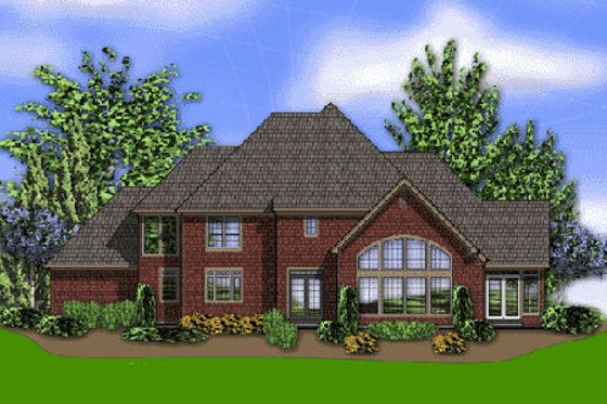 Exterior - Rear Elevation for European House Plan #48-359 - 4 bed, 4 bath