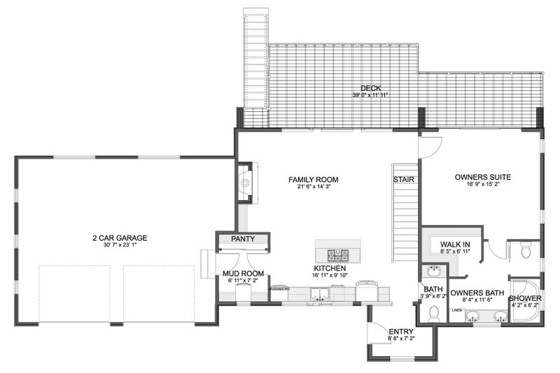 Dream House Plan - Floor Plan - Main Floor for Modern House Plan #1060-365 - 3 bed, 2.5 bath