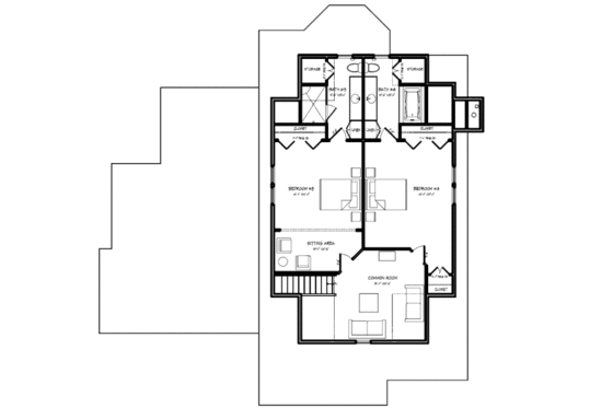 Floor Plan - Upper Floor for Craftsman House Plan #440-6 - 4 bed, 3.5 bath