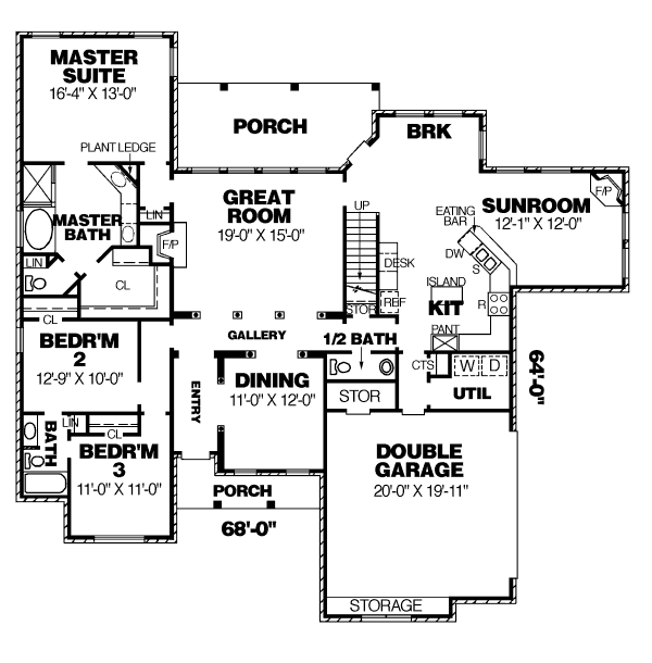 Architectural House Design - Traditional Floor Plan - Main Floor Plan #34-116