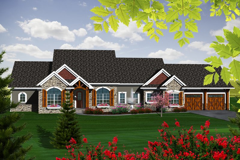 Architectural House Design - Ranch Exterior - Front Elevation Plan #70-1140