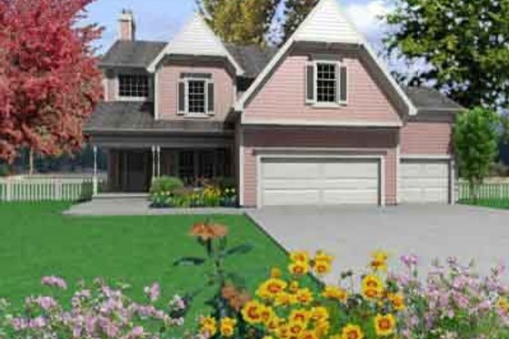 Exterior - Front Elevation for European House Plan #6-214 - 4 bed, 3.5 bath