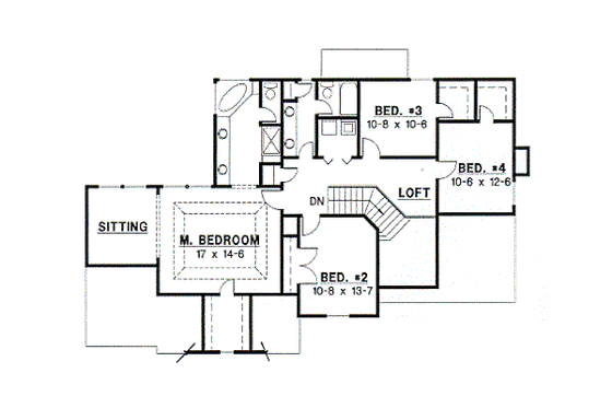 Floor Plan - Upper Floor for Traditional House Plan #67-519 - 4 bed, 2.5 bath
