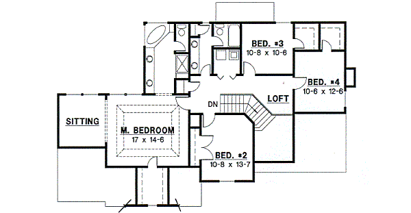 Traditional Floor Plan - Upper Floor Plan #67-519