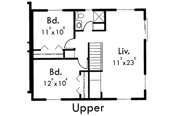 Floor Plan - Upper Floor for Traditional House Plan #303-381 - 2 bed, 2 bath