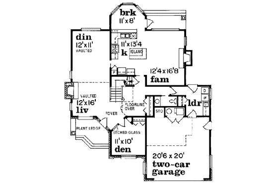 Floor Plan - Main Floor for Traditional House Plan #47-286 - 3 bed, 2.5 bath