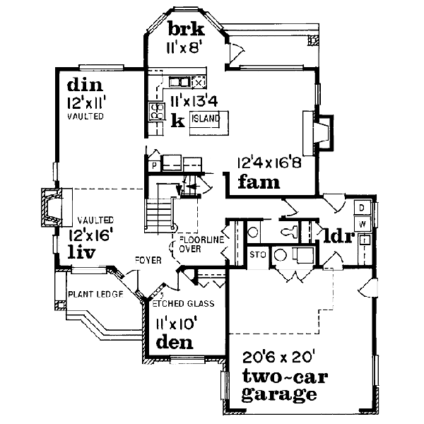 Floor Plan - Main Floor for Traditional House Plan #47-286 - 3 bed, 2.5 bath