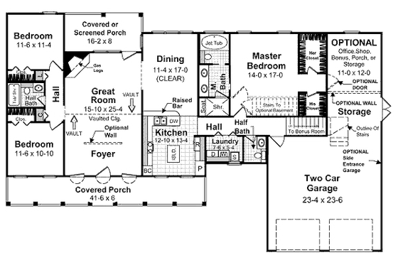 Floor Plan - Main Floor for Farmhouse House Plan #21-127 - 3 bed, 2.5 bath