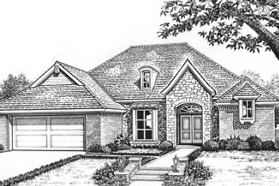 Exterior - Front Elevation for European House Plan #310-581 - 3 bed, 2 bath