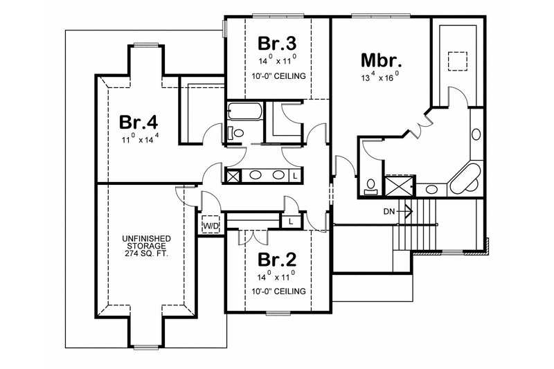 Dream House Plan - Floor Plan - Upper Floor for European House Plan #20-2164 - 4 bed, 3 bath