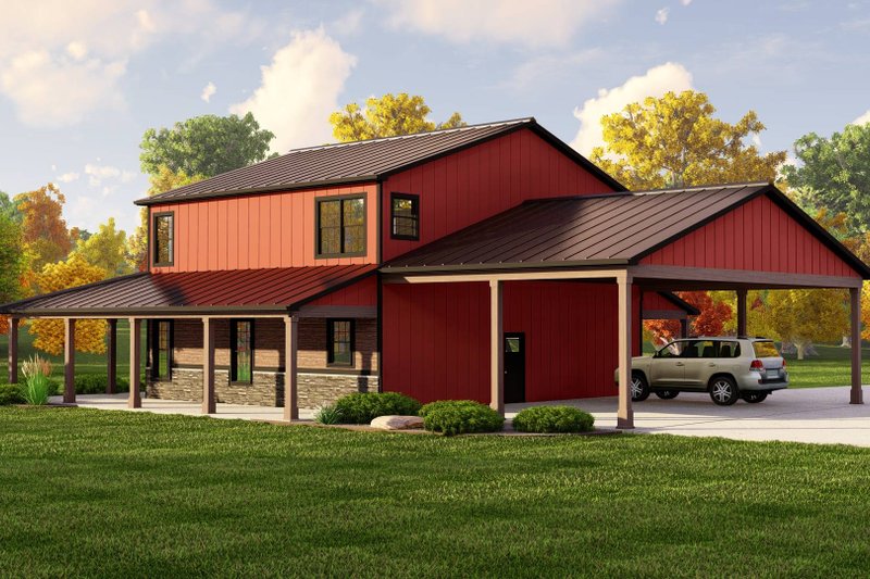 Dream House Plan - Exterior - Rear Elevation for Barndominium House Plan #1064-230 - 3 bed, 2.5 bath