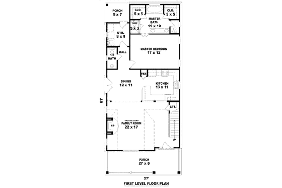 Floor Plan - Main Floor for Country House Plan #81-13636 - 3 bed, 2.5 bath
