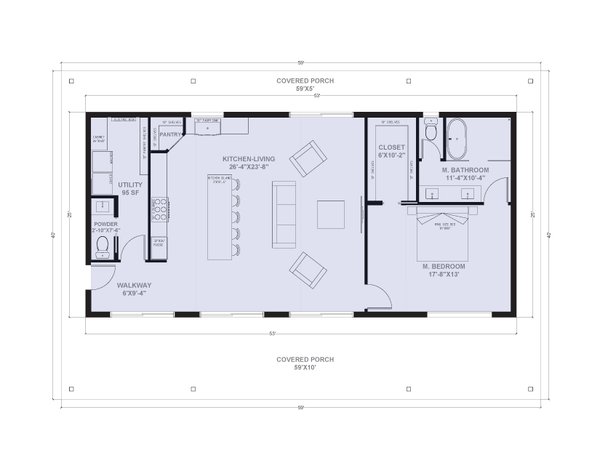 Barndominium Floor Plan - Main Floor Plan #1107-13