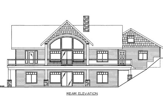 Exterior - Rear Elevation for Bungalow House Plan #117-635 - 2 bed, 2 bath