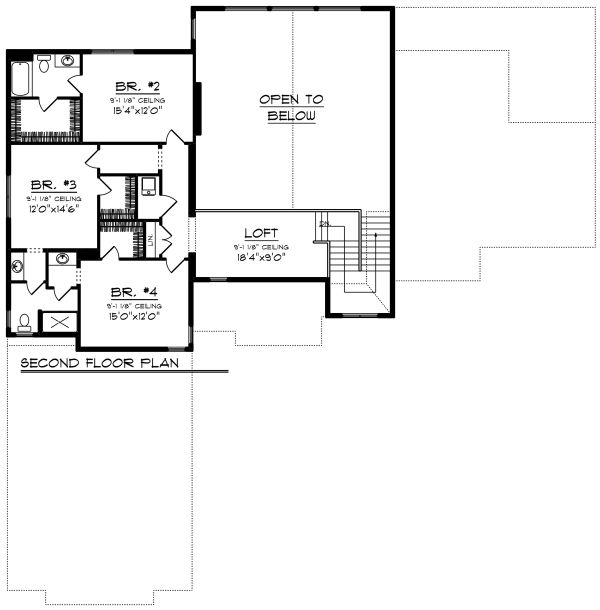 Architectural House Design - Craftsman Floor Plan - Upper Floor Plan #70-1292