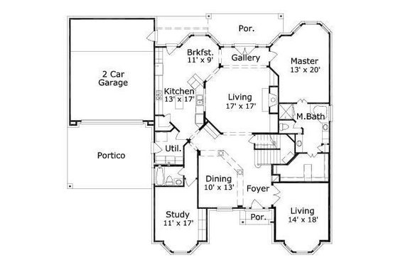 Floor Plan - Main Floor for Colonial House Plan #411-755 - 5 bed, 3.5 bath