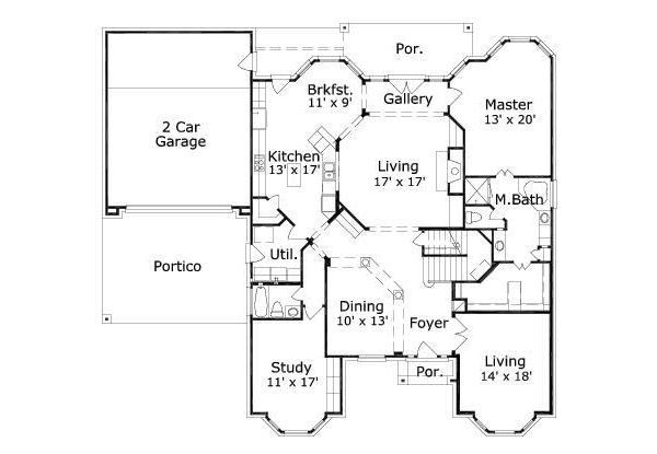 Colonial Floor Plan - Main Floor Plan #411-755
